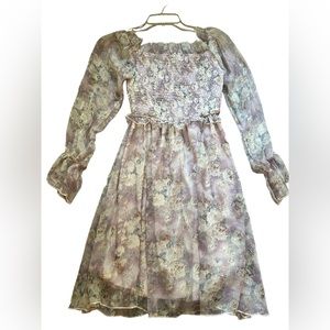 flowy floral dress with puff sleeves